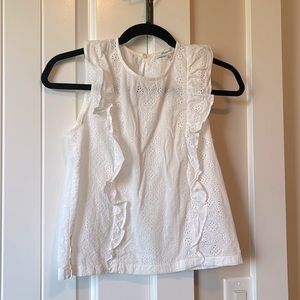 Madewell Cotton Eyelet White Sleeveless Top with Ruffle Details